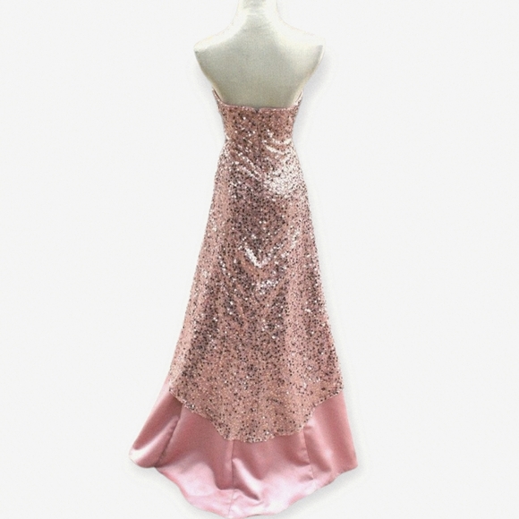 Jump Apparel Strapless Mauve And Rose Gold Sequin Gown - Picture 8 of 11